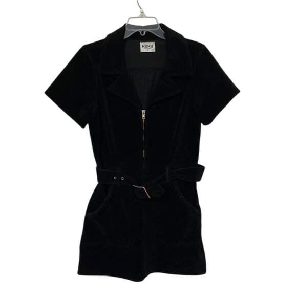 Show Me Your MuMu Black Corduroy Outlaw Mini Dress Womens Size Large Revolve - Picture 1 of 13
